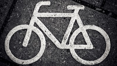Close up of a road symbol of a bicycle